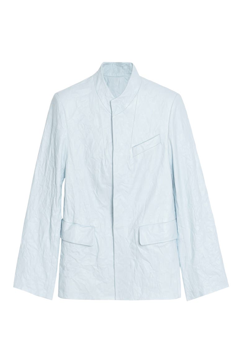 Veryn Cuir Crinkled Leather Jacket, Alternate, color, BABY BLUE