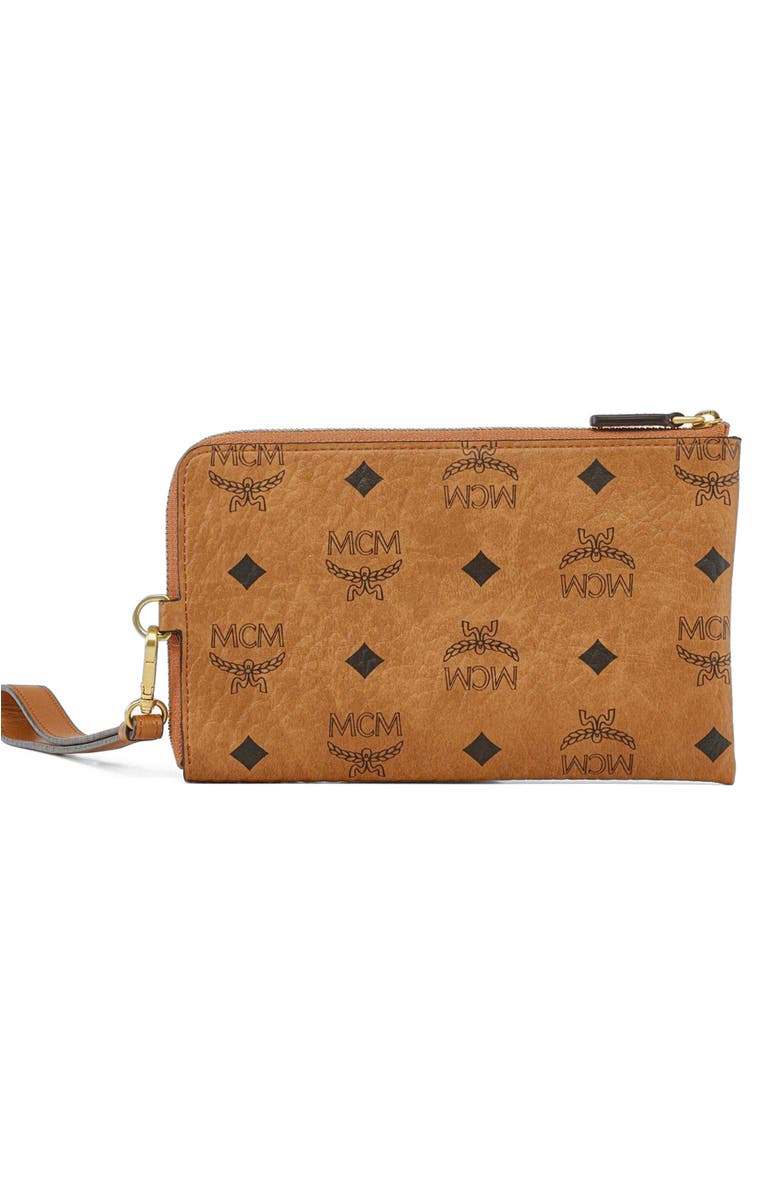 MCM Ottomar Travel Pouch in Visetos, Alternate, color, Cognac