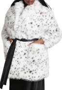 ELOQUII Snow Leopard Belted Coat