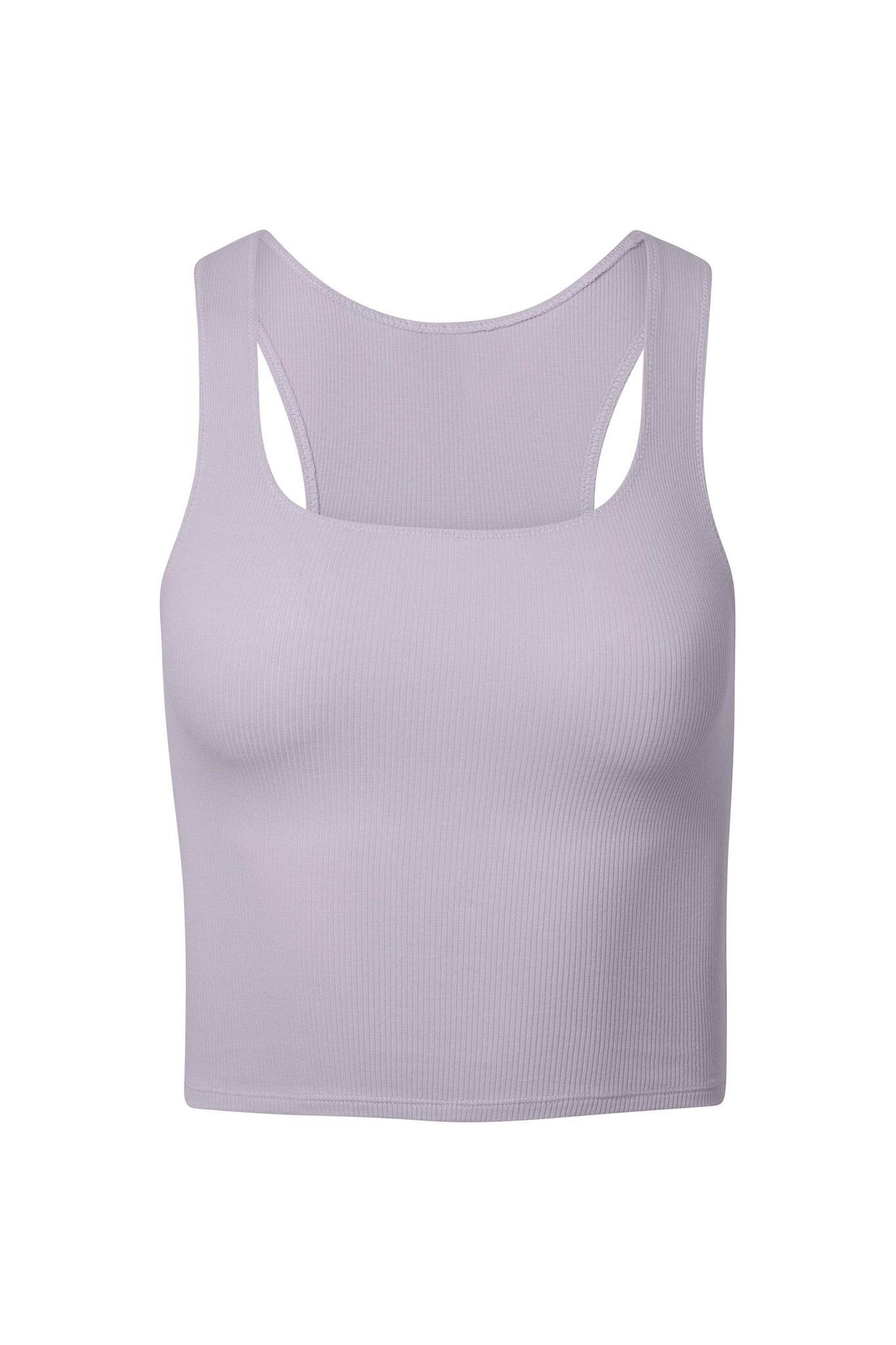 Nueskin Jody Rib Cotton Cropped Tank in Light Purple 