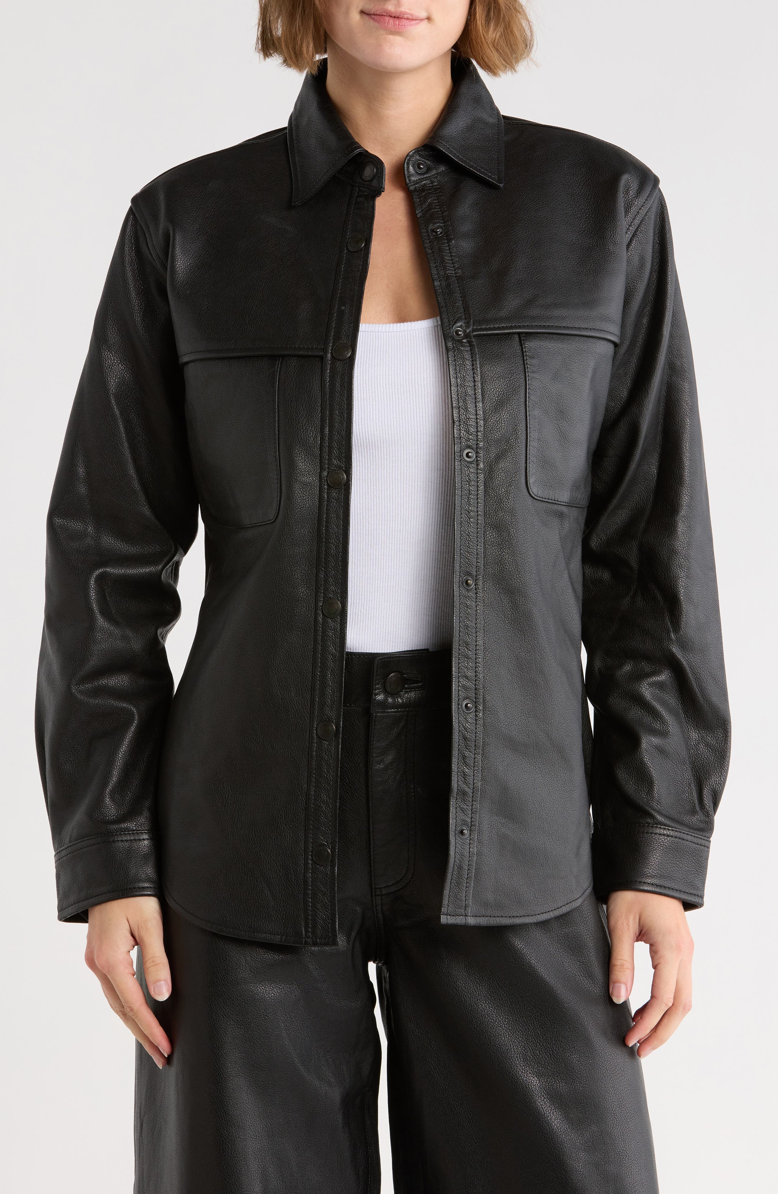 DL1961 Ines Leather Shirt Jacket