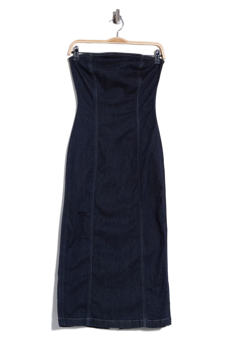 Esme Strapless Denim Midi Dress, Main, color, CRESCENT HARBOR
