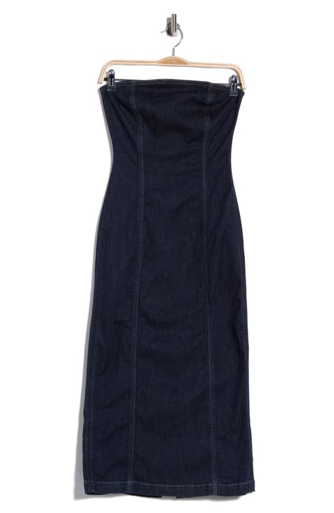 Esme Strapless Denim Midi Dress