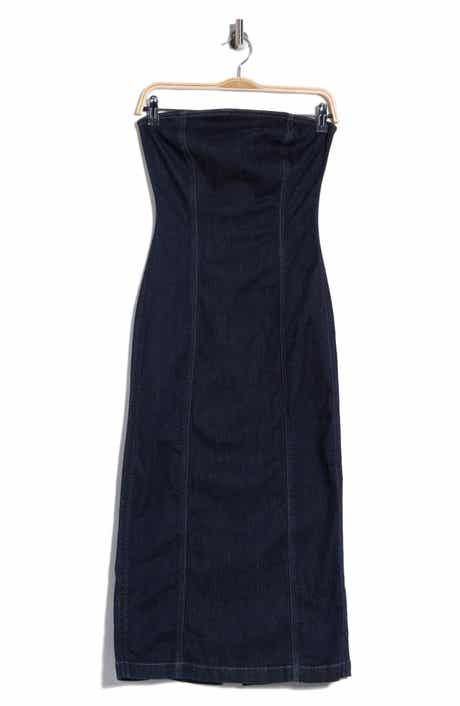 Esme Strapless Denim Midi Dress