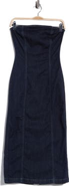 DL1961 Esme Strapless Denim Midi Dress