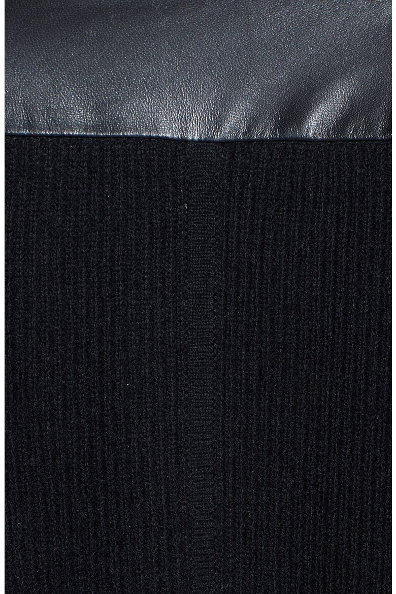 Cashmere & Leather Sweater Coat, Alternate, color, BLACK