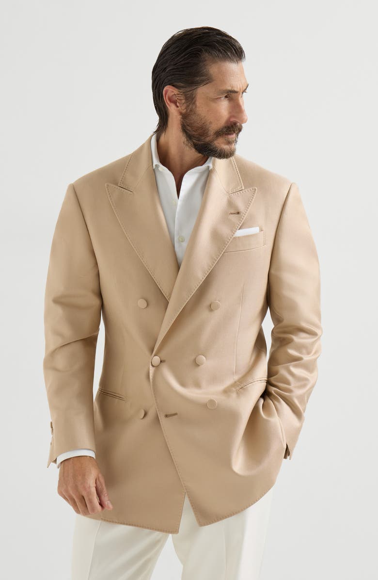 Brunello Cucinelli Tuxedo Jacket, Alternate, color, Camel