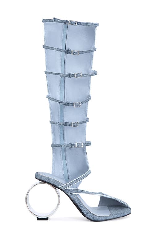 Azalea Wang Andress Denim Knee High Sandal In Blue