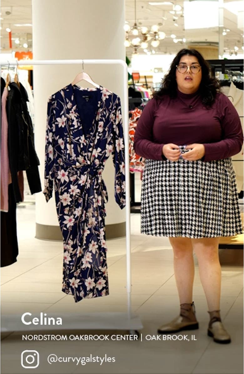 Floral Long Sleeve Midi Wrap Dress, sales video thumbnail