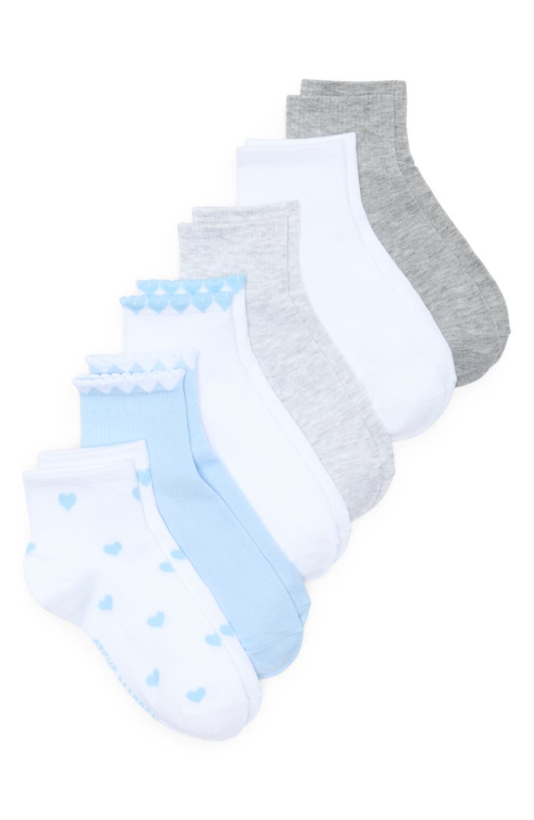 Steve Madden Assorted 6-Pack Heart & Scalloped Quarter Socks, Main, color, White Multi