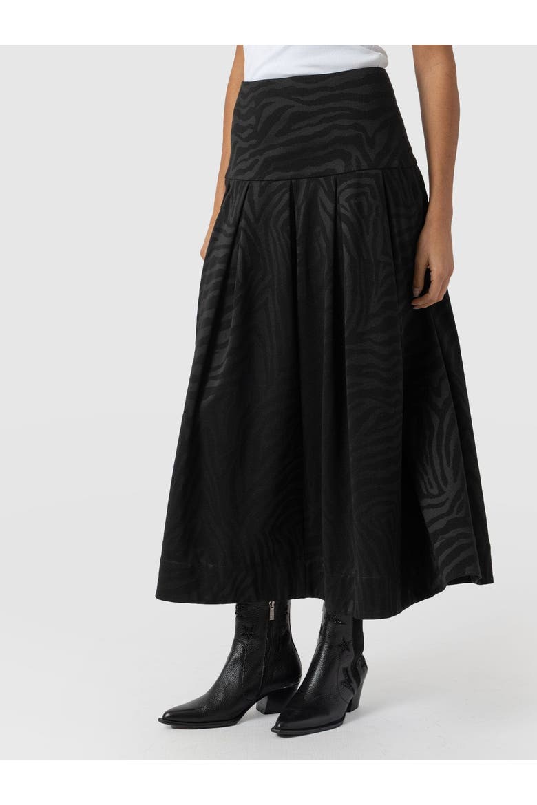 Everly Pleated Skirt, Alternate, color, Black Zebra