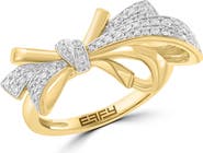 EFFY 14K White & Yellow Gold Diamond Ribbon Bow Ring