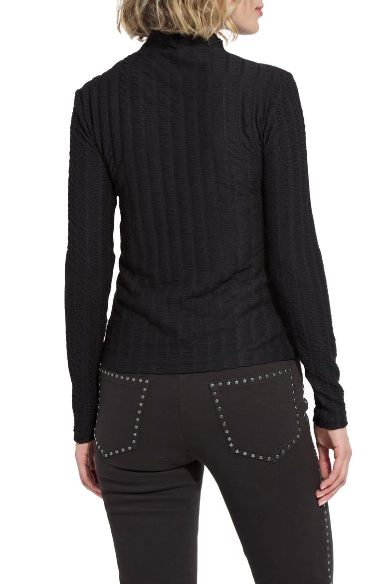 Isaura Funnel Neck Top, Alternate, color, BLACK VERTICAL TEXTURE