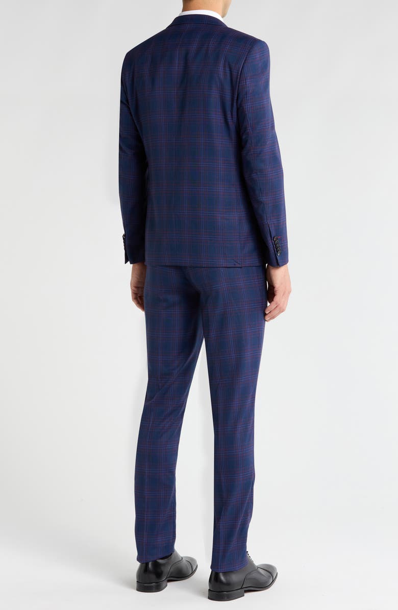 SOUL OF LONDON Fancy Plaid Two Button Slim Fit Suit, Alternate, color, Navy/ Marine