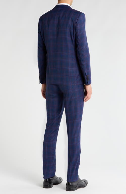 Soul Of London Fancy Plaid Two Button Slim Fit Suit In Blue