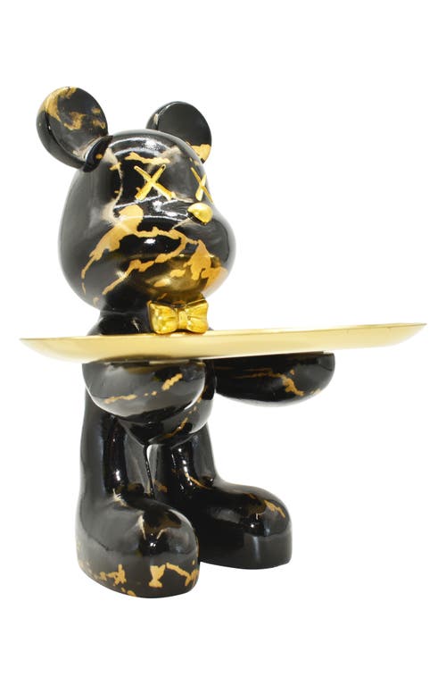 Kinetic Butler Mouse With Tray Sculpture In Black Marble