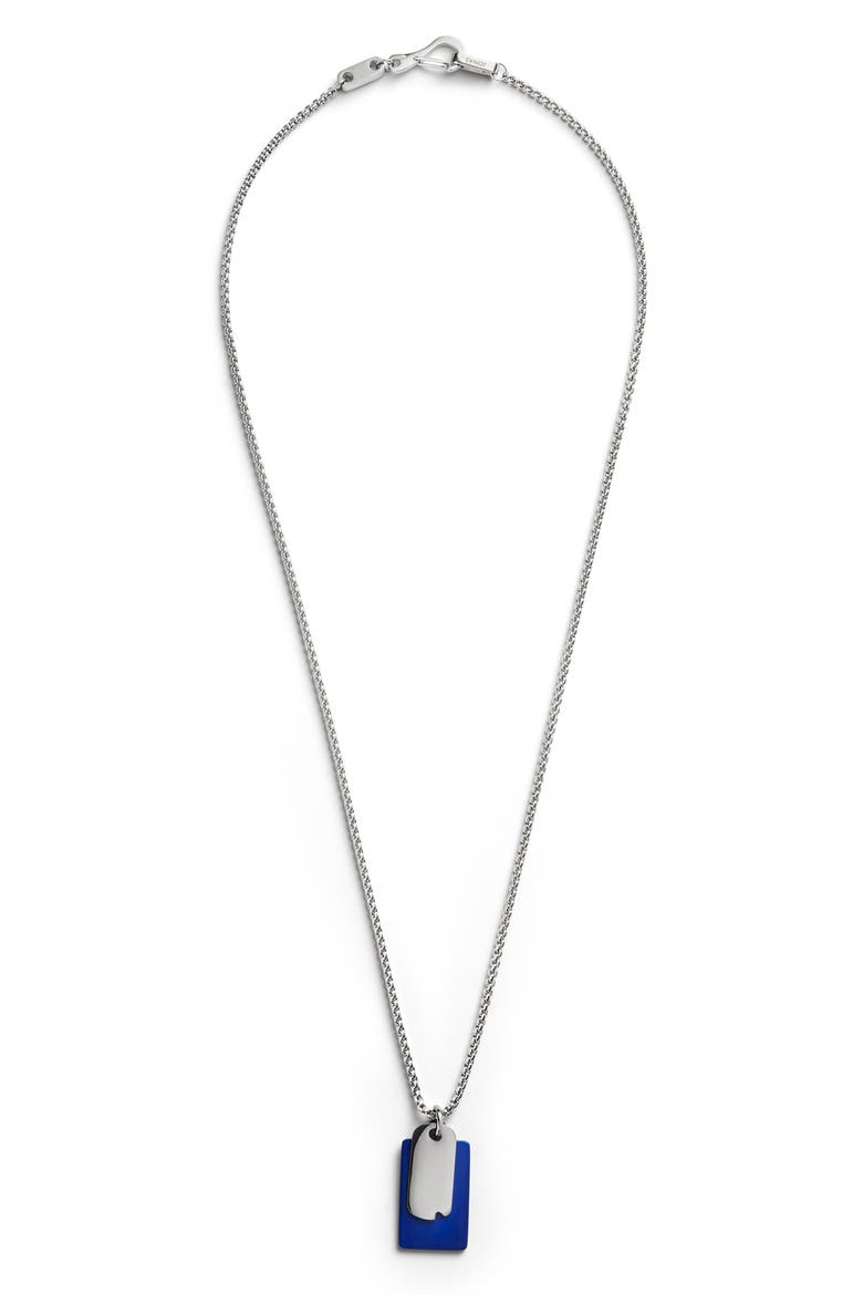 Men's Double Dog Tag Necklace, Main, color, SILVER AND BLUE
