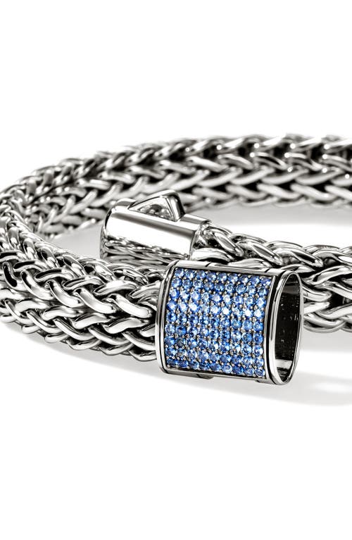 John Hardy Classic Chain 10.5mm Silver Bracelet & Sapphire Clasp Size Medium - Bbs94052bspxum In Metallic