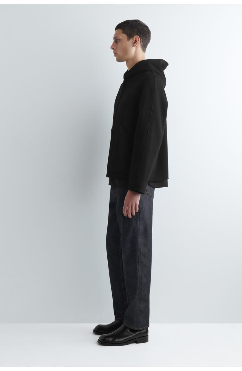 COS Double-Faced Wool Zip-Up Hoodie, Alternate, color, Black