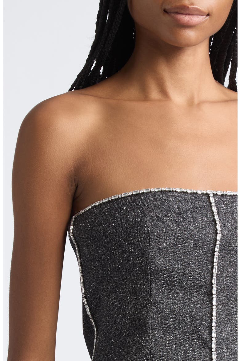 Crystal Trim Strapless Bustier Top, Alternate, color, CHARCOAL