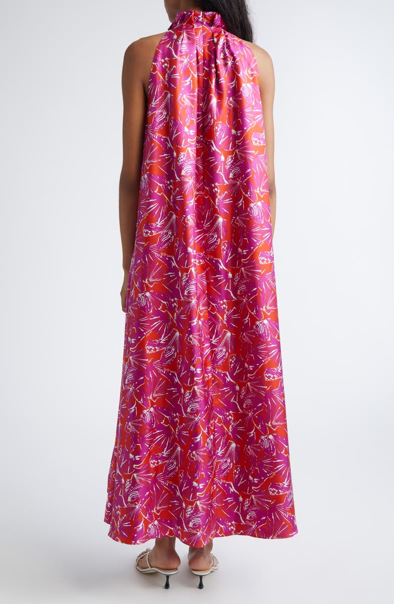 Max Mara Print Silk Twill Maxi Dress, Alternate, color, Coral