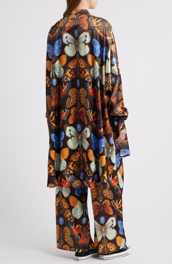 Mother Monarch Oversize Satin Button-Up Shirt & Wide Leg Pants Set