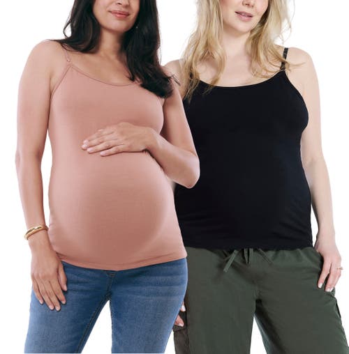 Motherhood Maternity Clip Down Nursing Tank Top Cami In Mocha & Black