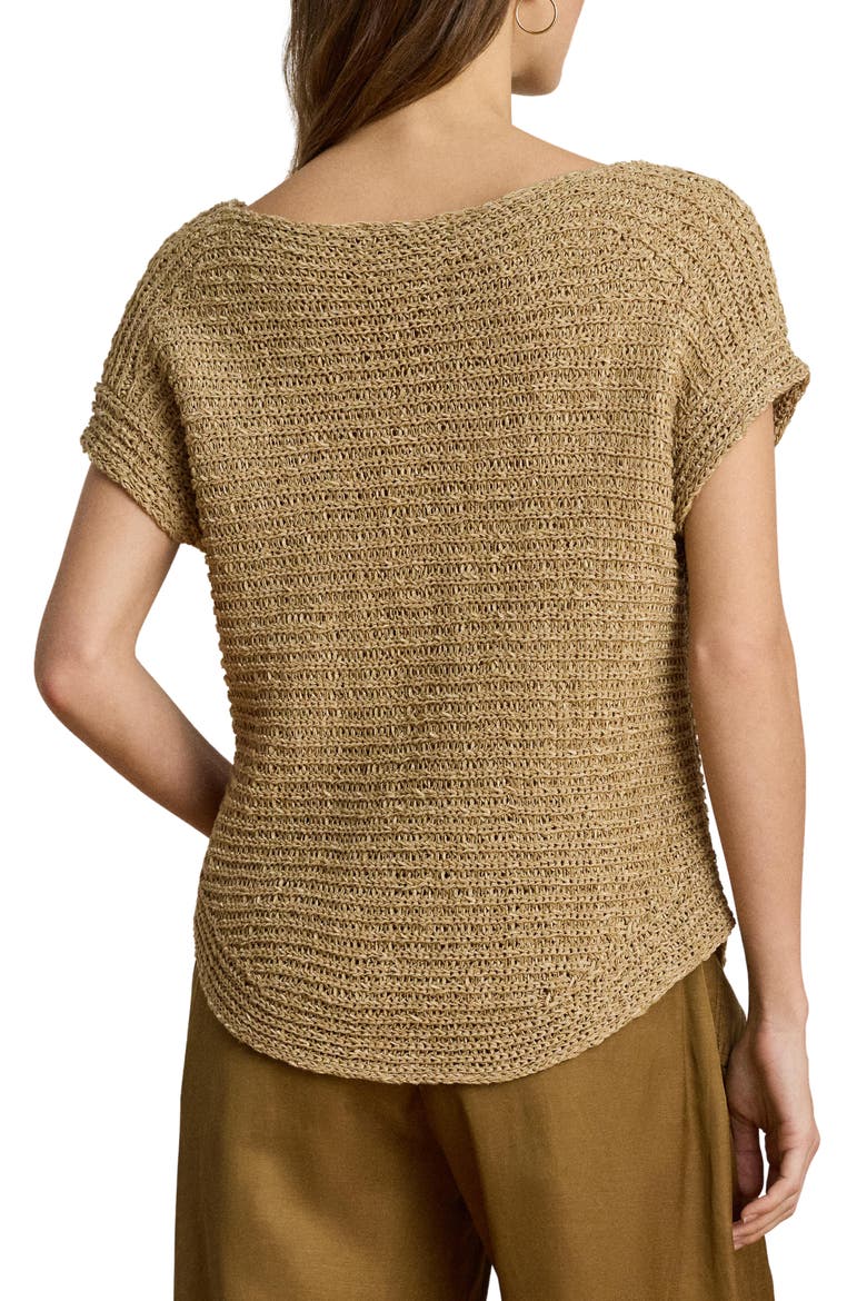 Ribbon Tape Boat Neck Top, Alternate, color, BEIGE