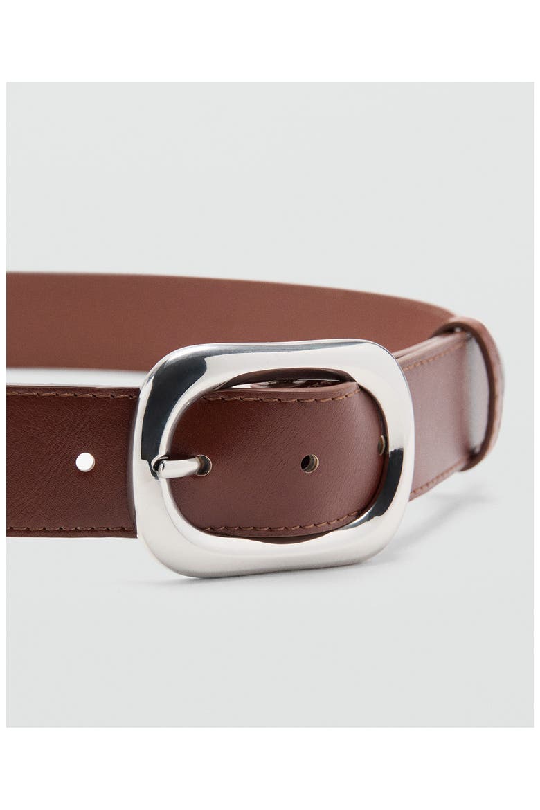 Oval Buckle Faux Leather Belt, Alternate, color, BROWN