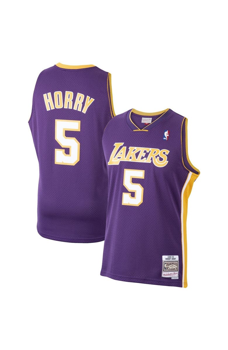 Mitchell & Ness Men's Mitchell & Ness Robert Horry Purple Los Angeles Lakers 1999/00 Hardwood Classics Swingman Jersey, Main, color,