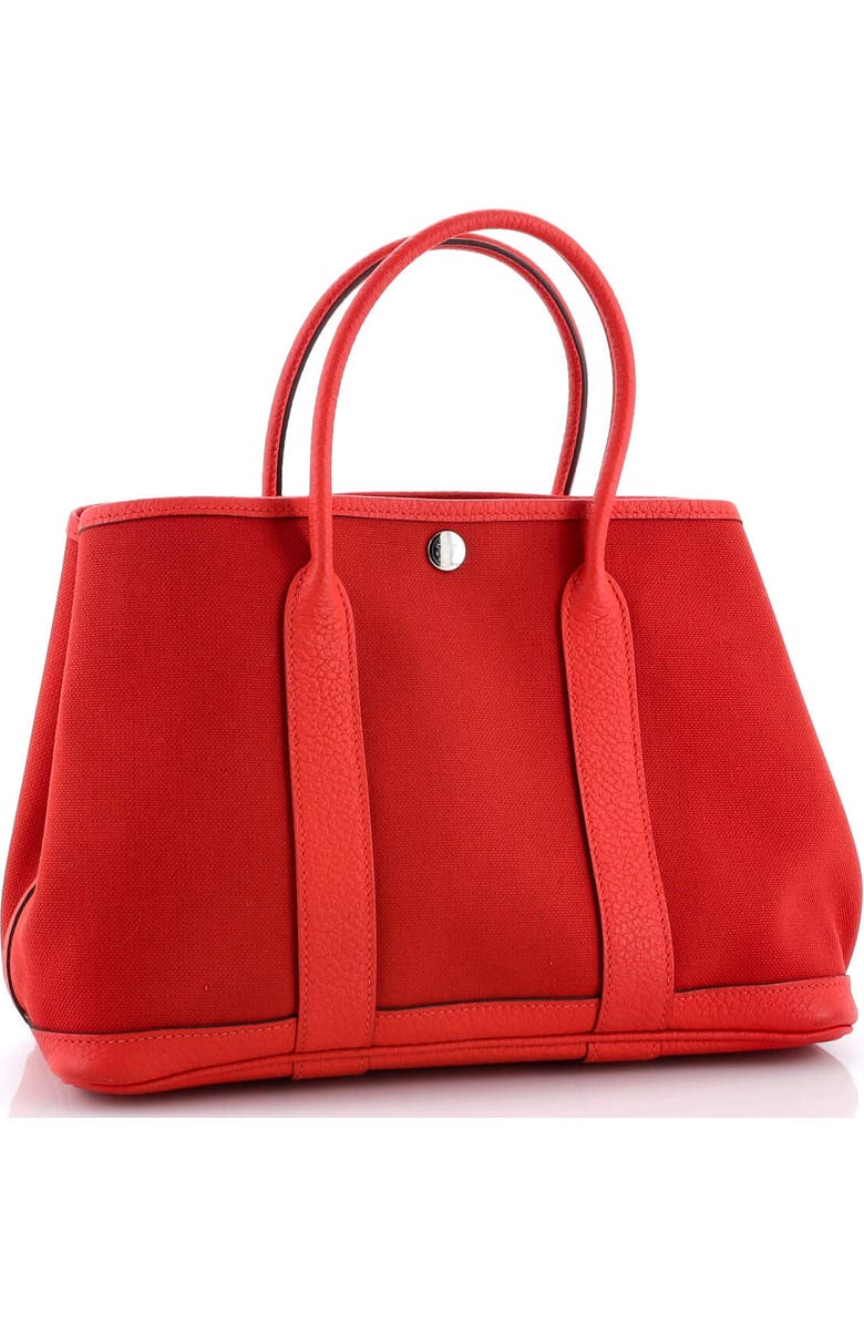 Pre-Owned Hermes Garden Party Tote Toile and Leather 30, Alternate, color, Rouge Tomate