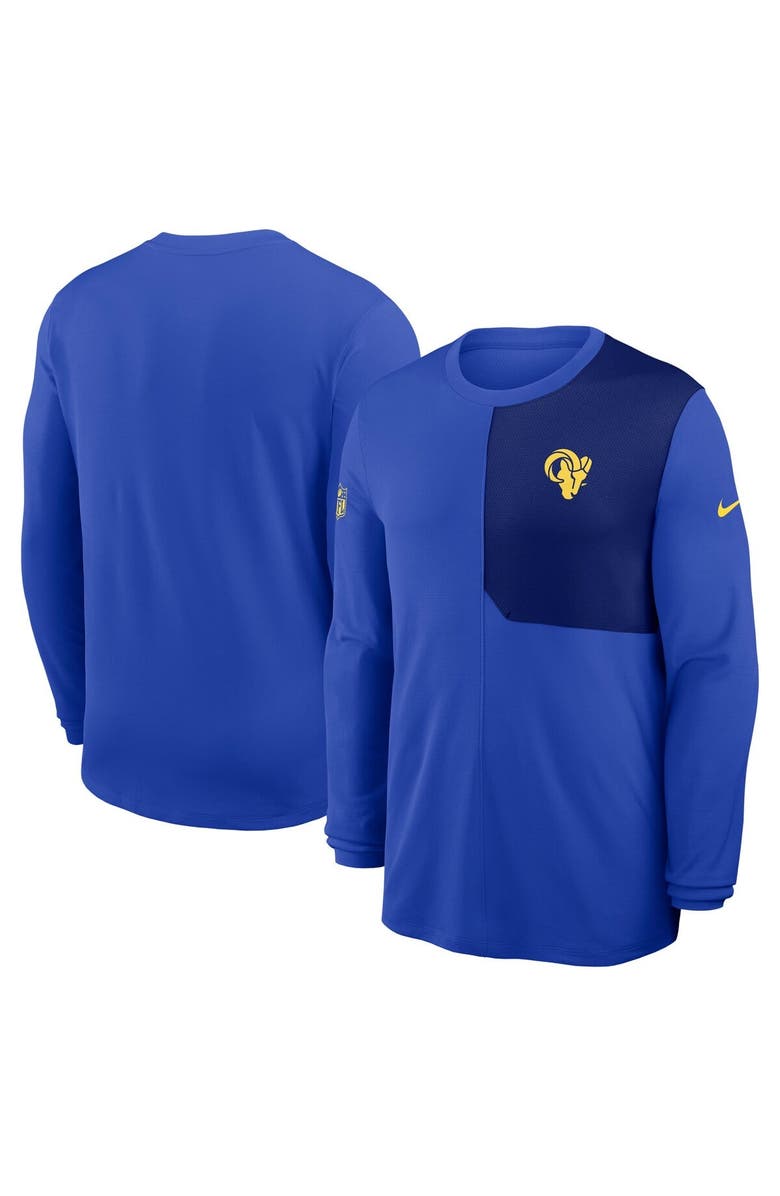 Nike Men's Nike Royal Los Angeles Rams Sideline Coach UV Dri-FIT Long Sleeve Shirt, Main, color, Royal