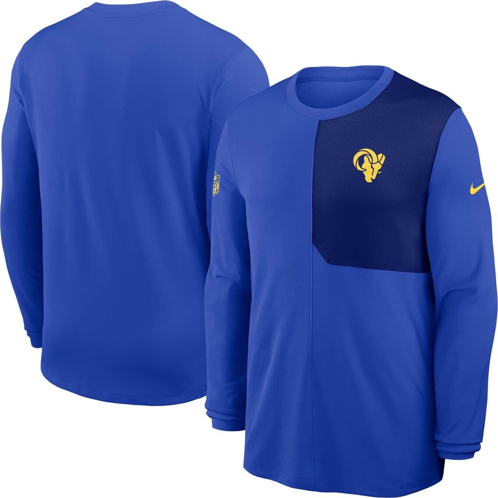 Nike Royal Los Angeles Rams Sideline Coach Uv Dri-fit Long Sleeve Shirt In Blue