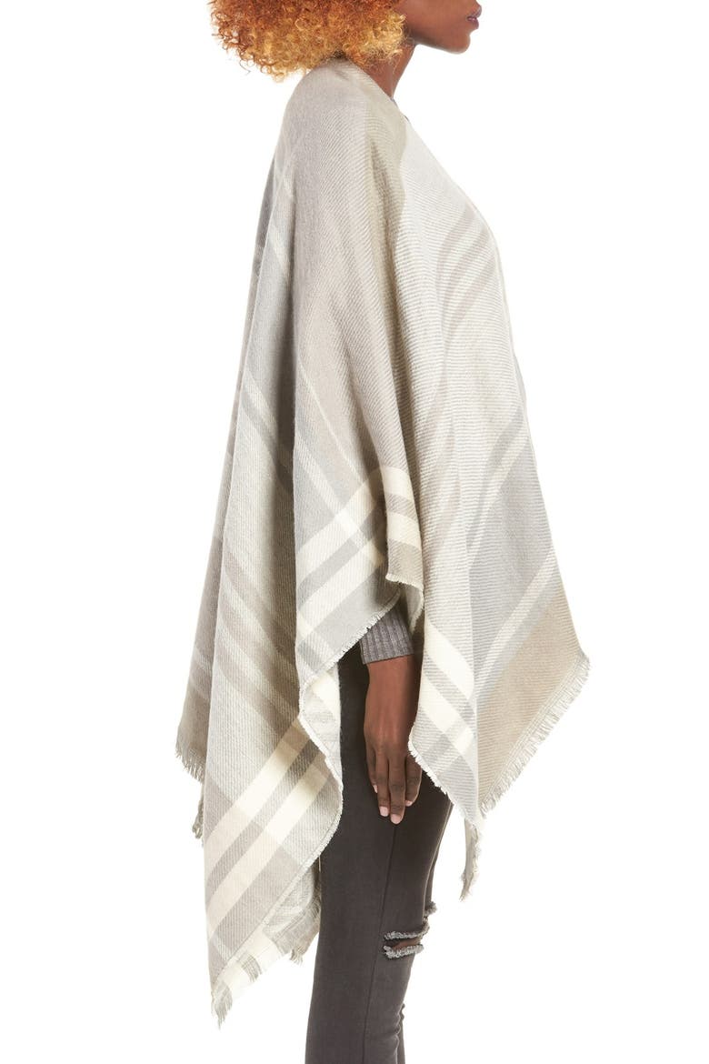 Plaid Poncho, Alternate, color, LIGHT GREY