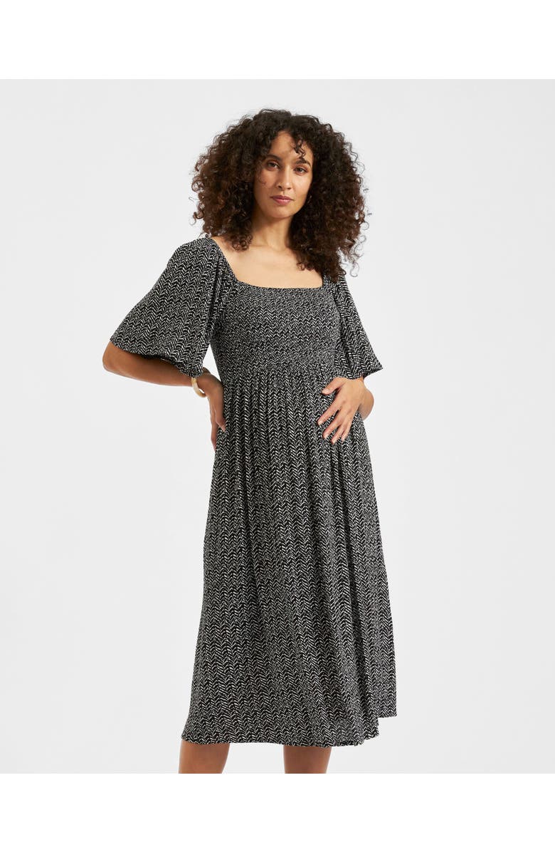 Ripe Maternity Emmy Shirred Dress, Alternate, color, Black / Natural