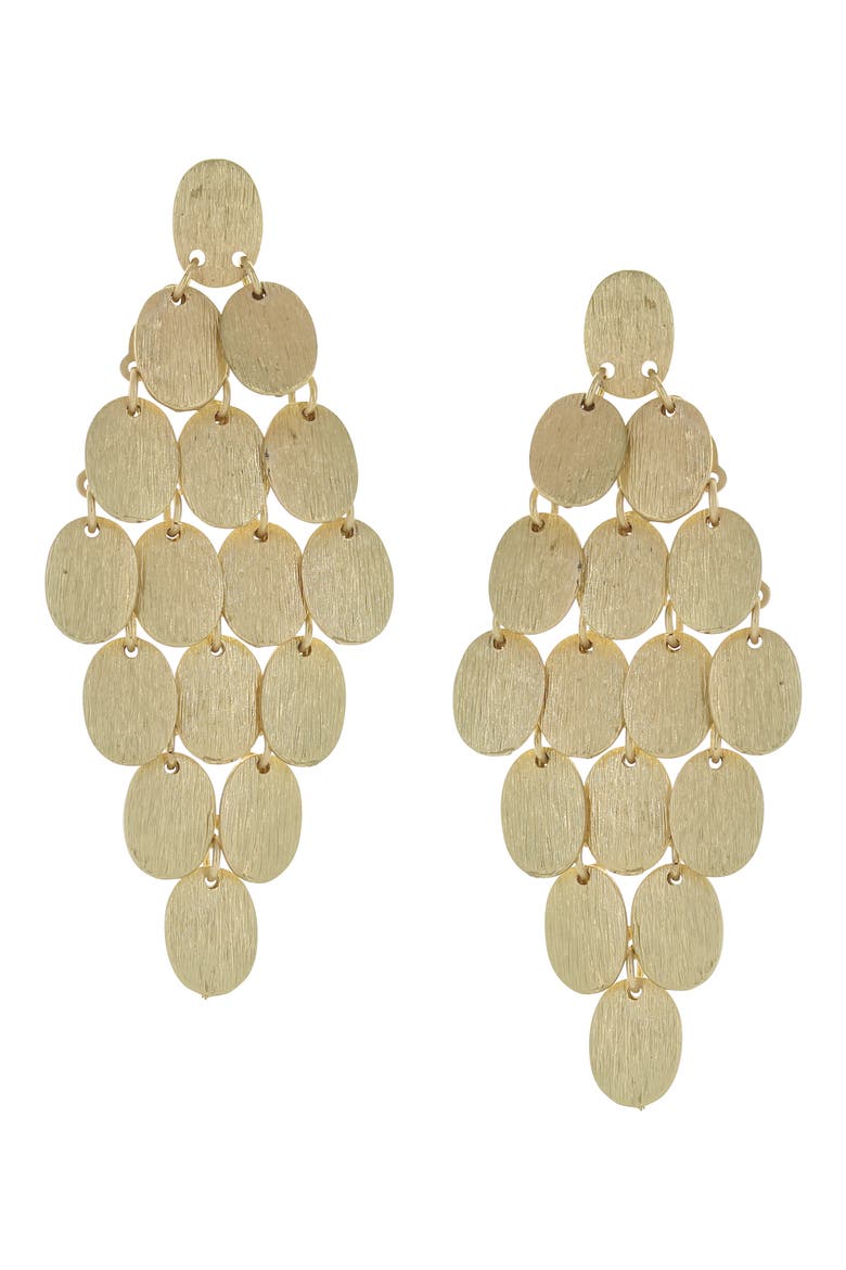 Cluster Oval Tiered Drop Earrings, Main, color, MATTE GOLD
