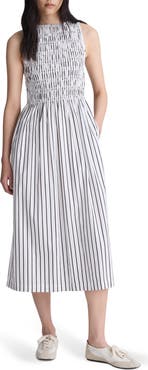Madewell The Melody Smocked Sleeveless Midi Dress