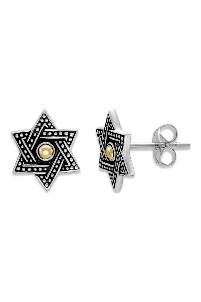 Sterling Silver & 18K Gold Star of David Stud Earrings, Main, color, SILVER AND GOLD