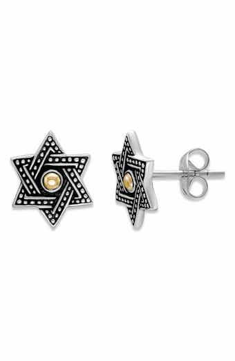 SAMUEL B. Sterling Silver & 18K Gold Star of David Stud Earrings