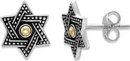SAMUEL B. Sterling Silver & 18K Gold Star of David Stud Earrings