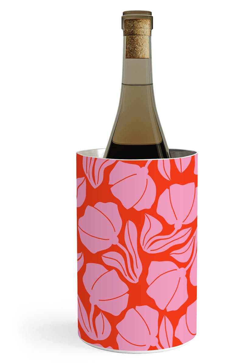 Deny Designs Boho Blooms Stainless Steel Wine Chiller, Main, color, Red