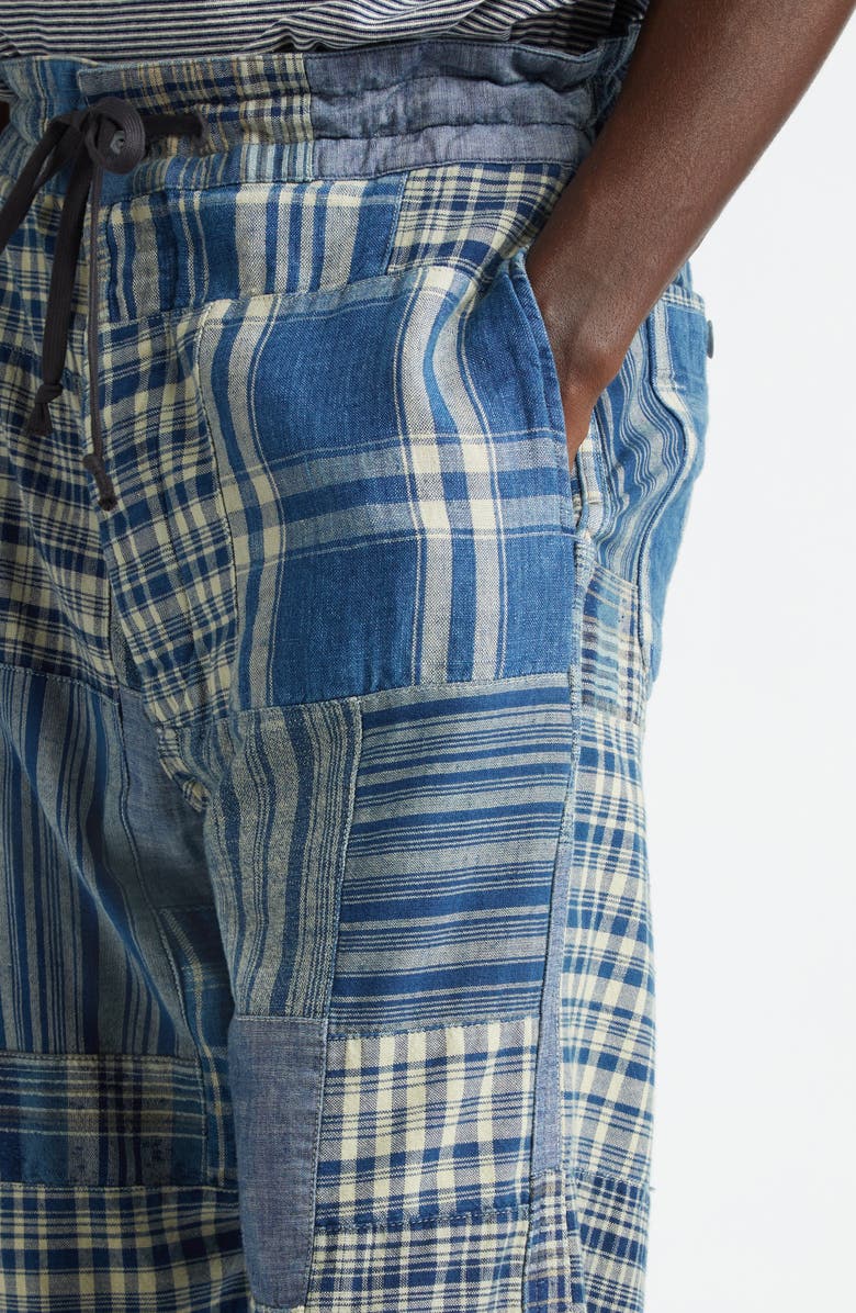 Double RL Indigo Patchwork Cotton & Linen Drawstring Pants, Alternate, color, Indigo/ Creme Multi