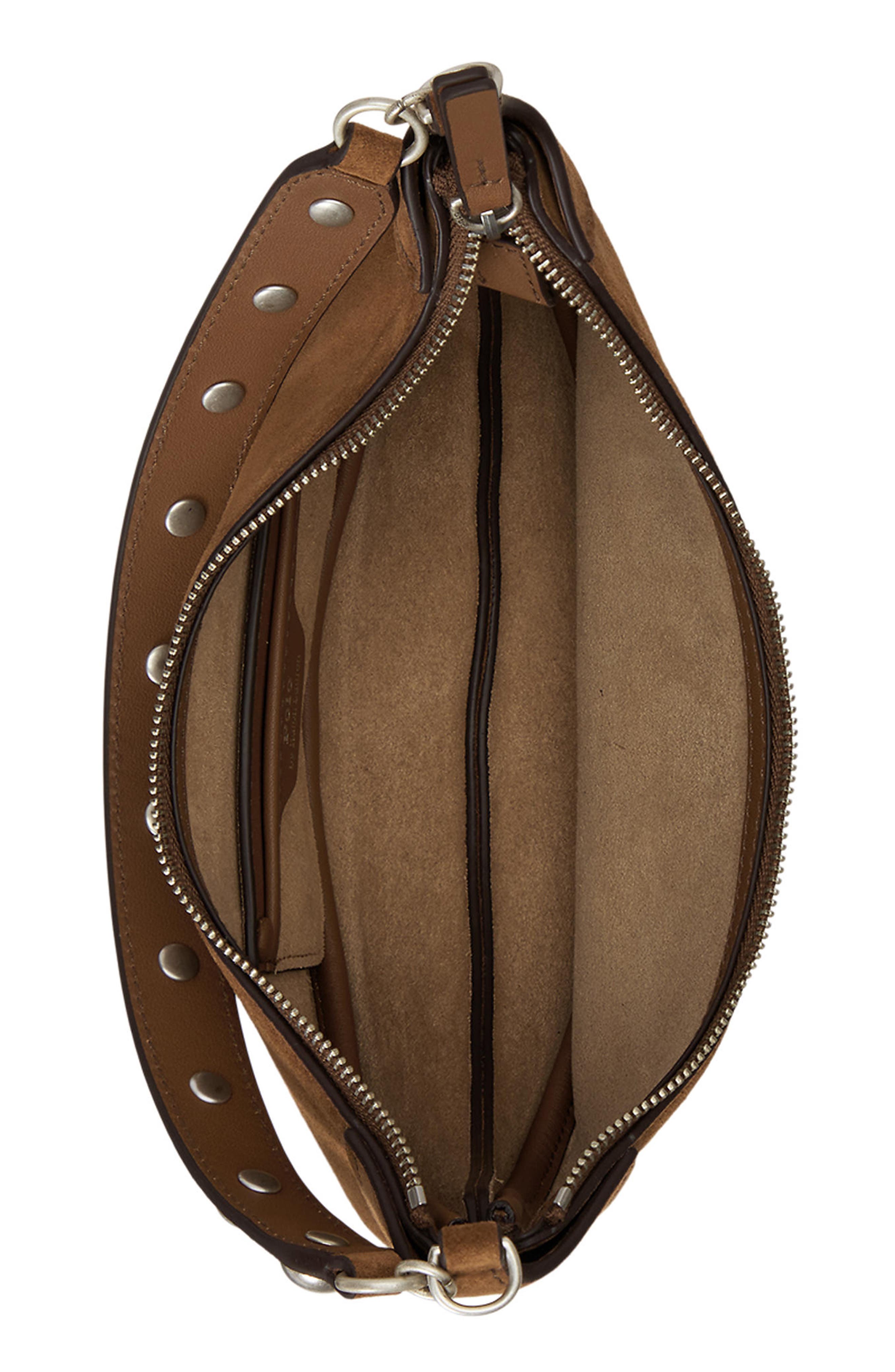 Polo Ralph Lauren Polo ID Stud Suede Crossbody Bag, Alternate, color, Cinnamon