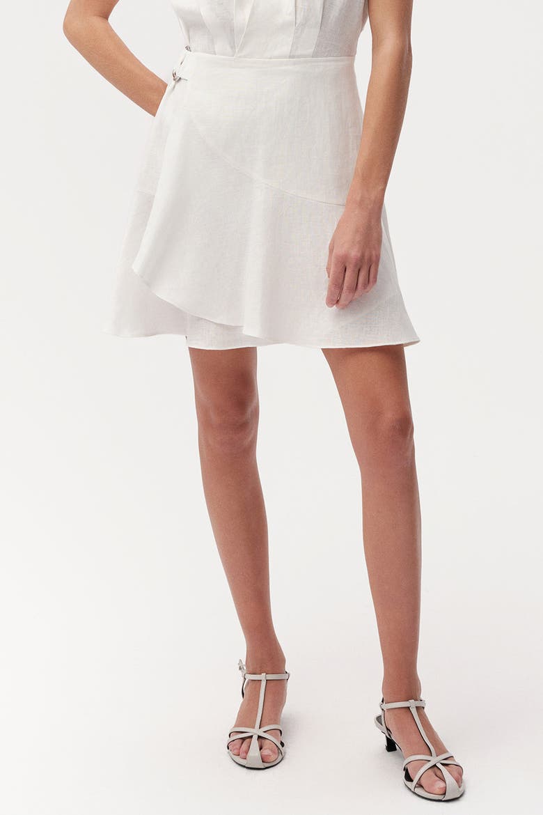 Callanne V Neck Cap Sleeve Linen Mini Dress, Alternate, color, Ecru