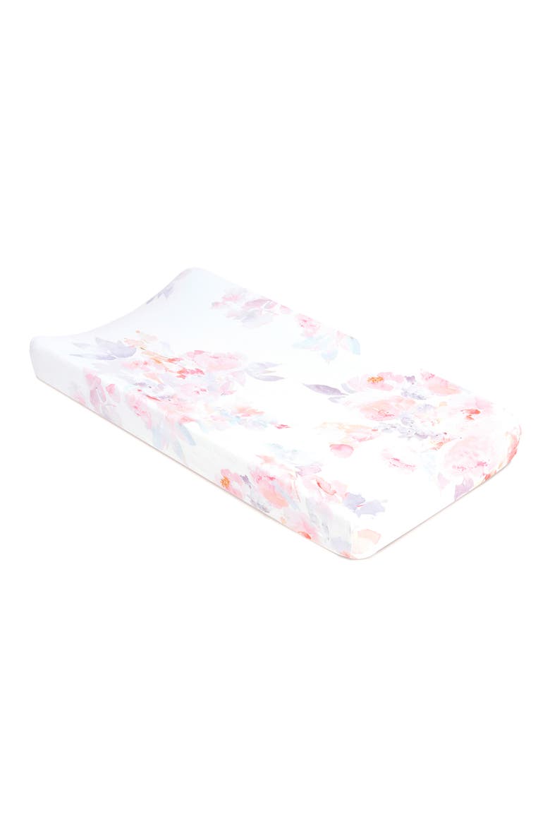 Prim Changing Pad Cover & Jersey Crib Sheet Set, Alternate, color, BLUSH