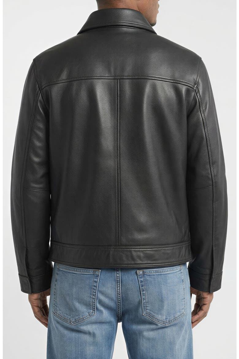 Genuine Leather Trucker Jacket, Alternate, color, BLACK