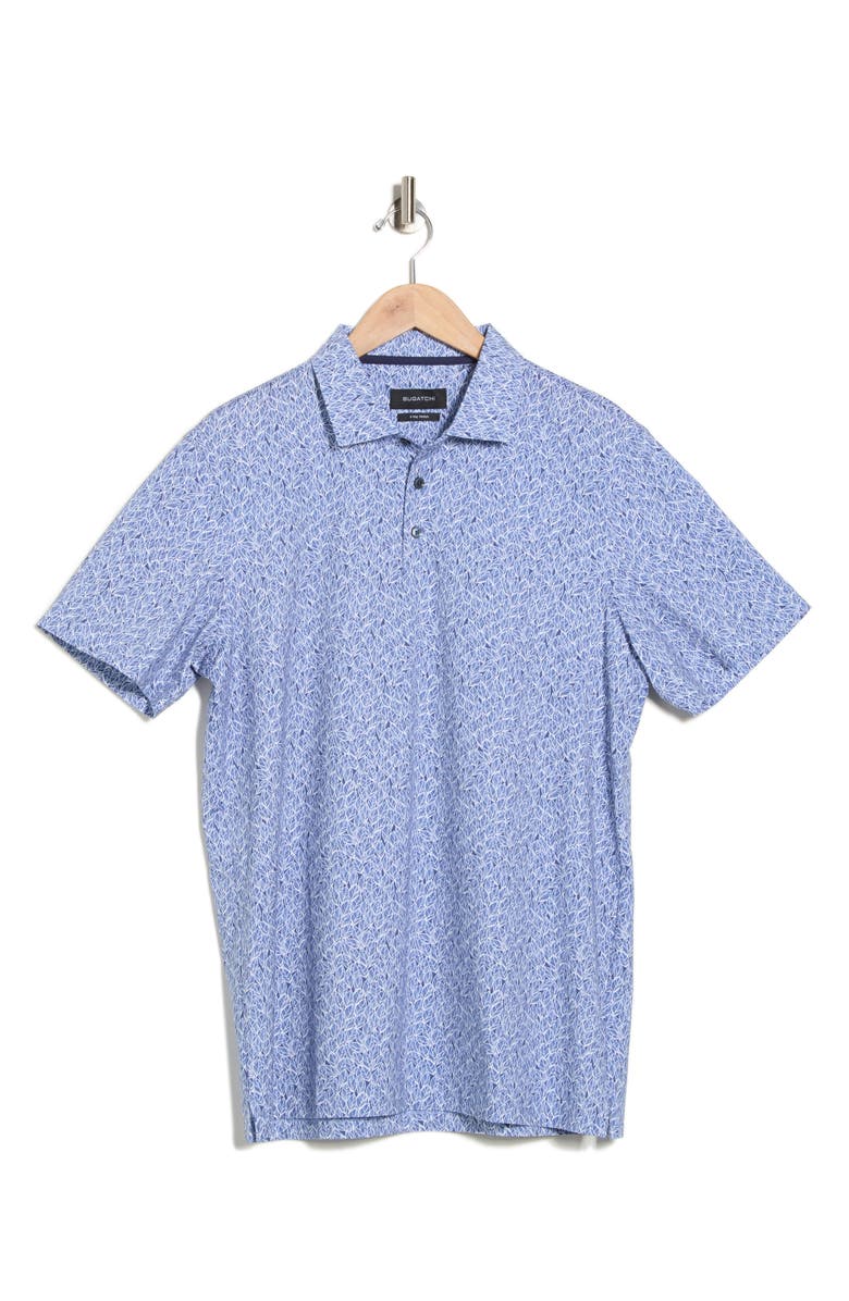 Bugatchi Victor Short Sleeve 8-Way Stretch OoohCotton<sup>®</sup> Knit Polo, Alternate, color, Night Blue