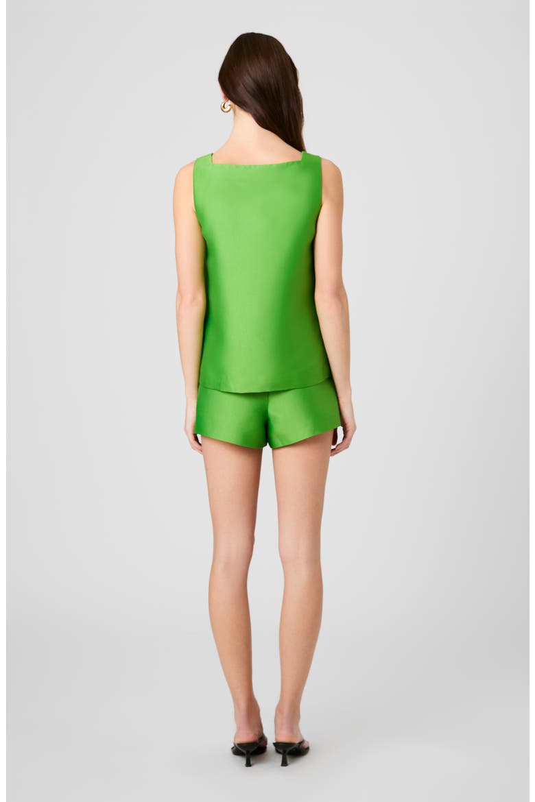 Structured Taffeta Sleeveless A-Line Top, Alternate, color, BOTANICA GREEN