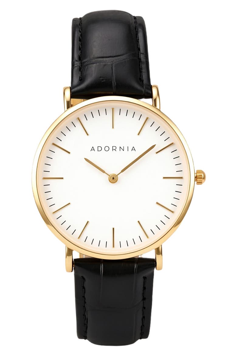 Copenhagen Quartz Strap Watch, 36mm, Main, color, BLACK/ GOLD/ WHITE