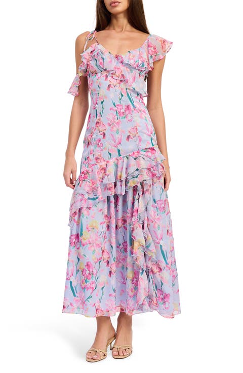 Alyssa Ruffle Asymmetric Maxi Dress